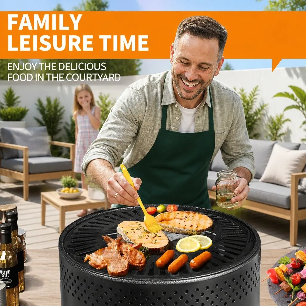 Outdoor Charcoal BBQ Grill Stove Oven Camping Barbecue Adjustable Heat Control
