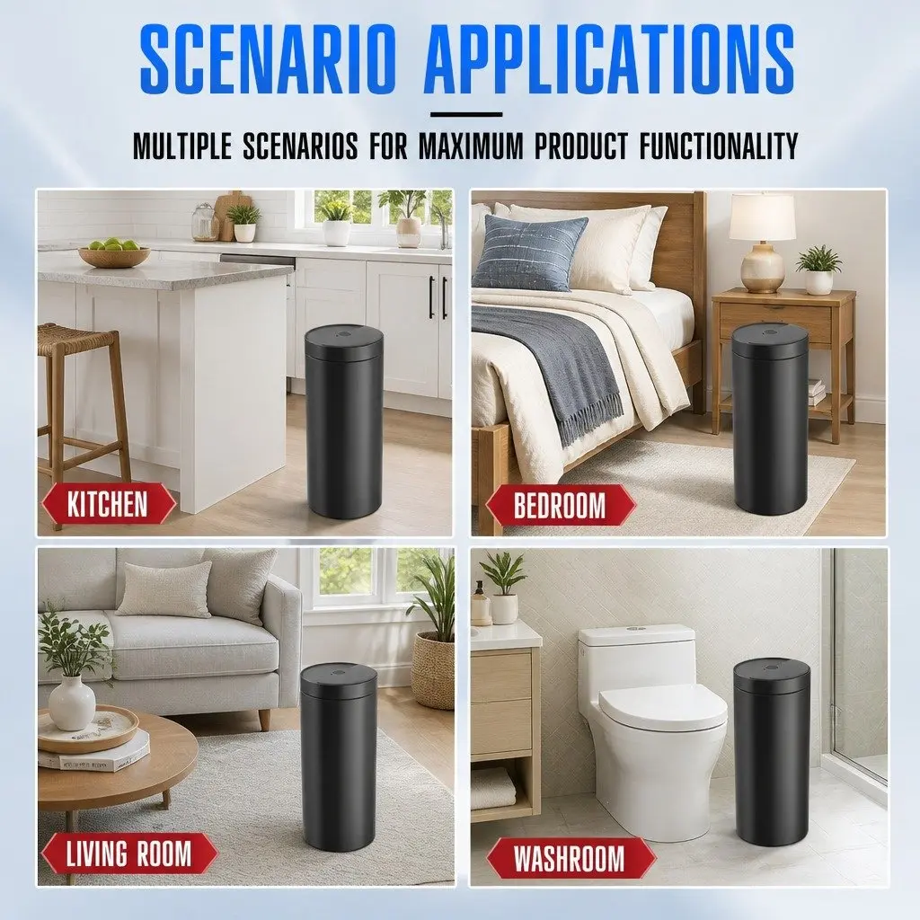 40L Automatic Sensor Trash Can Touch Free Kitchen Garbage Bin Circular Design