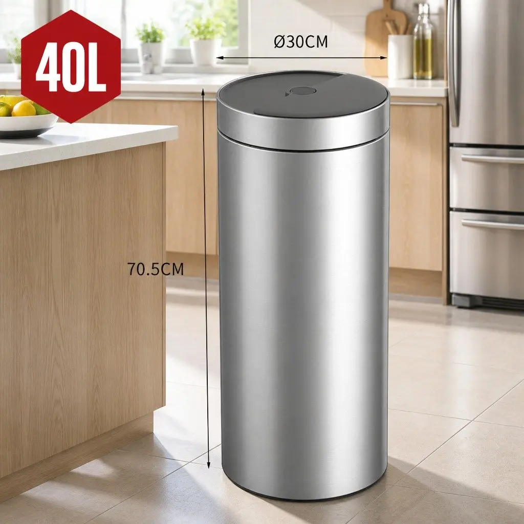 40L Touchless Stainless Steel Kitchen Trash Can Automatic Sensing Bin