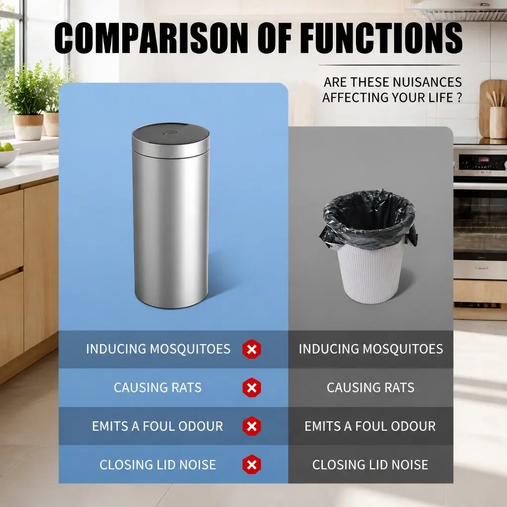 40L Touchless Stainless Steel Kitchen Trash Can Automatic Sensing Bin
