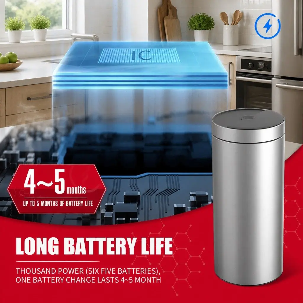 40L Touchless Stainless Steel Kitchen Trash Can Automatic Sensing Bin