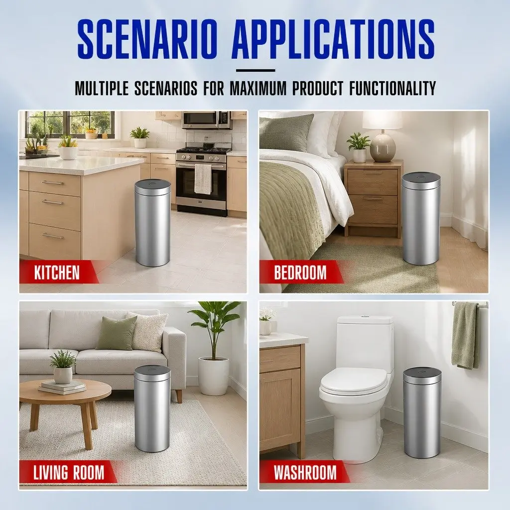 40L Touchless Stainless Steel Kitchen Trash Can Automatic Sensing Bin