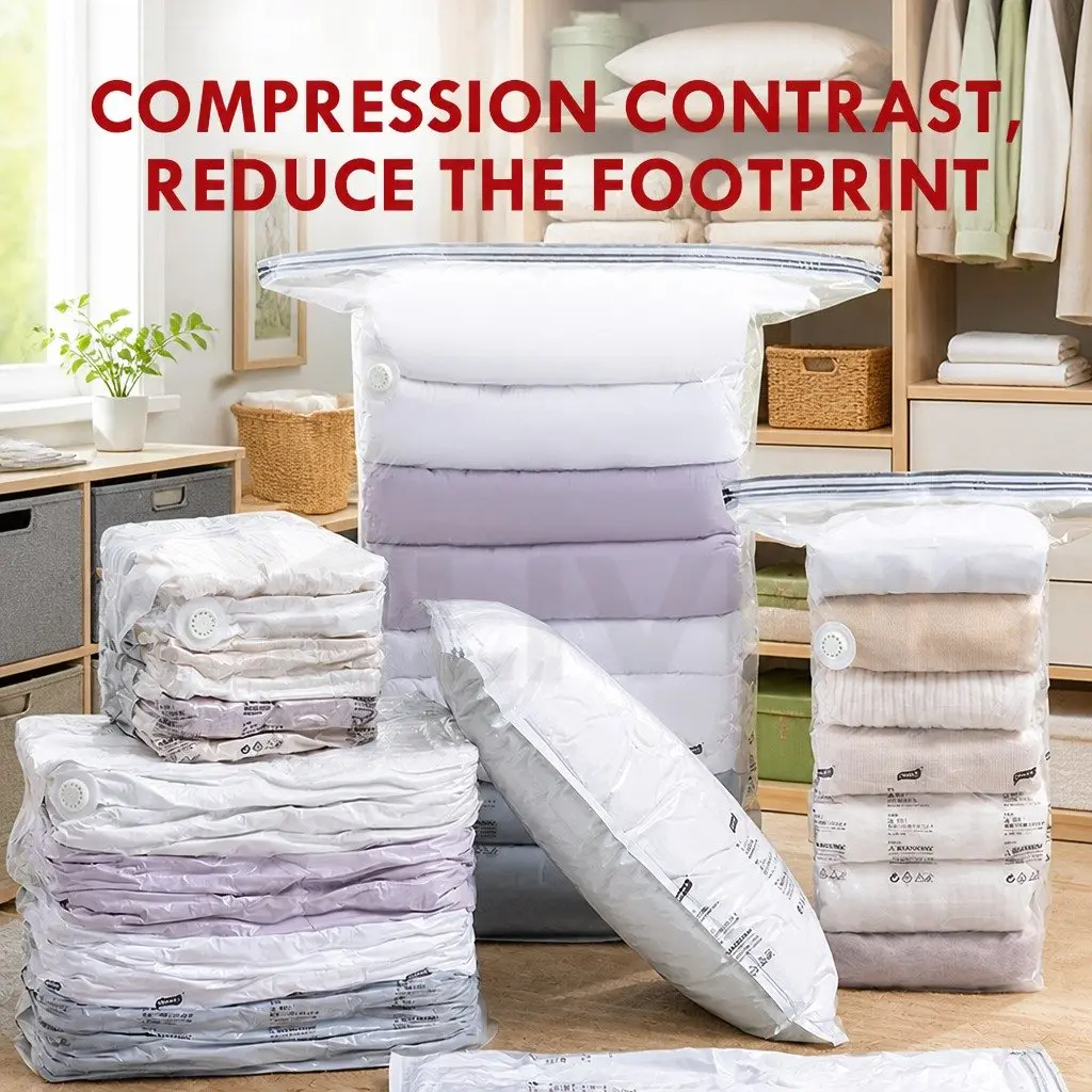Vacuum Compression Storage Bag White XL Capacity Airtight Waterproof Seal
