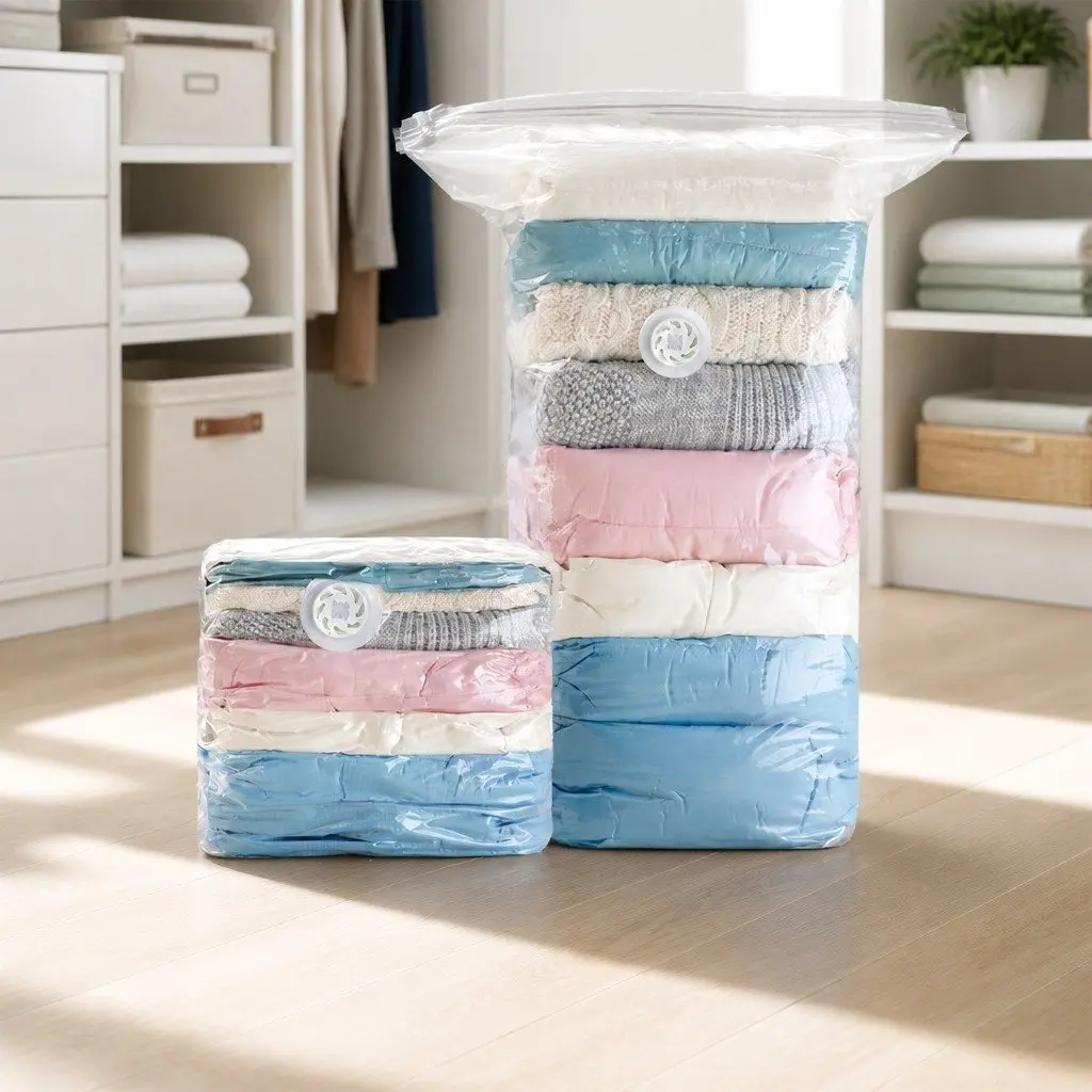 Vacuum Compression Storage Bag White M Airtight Waterproof Easy Seal