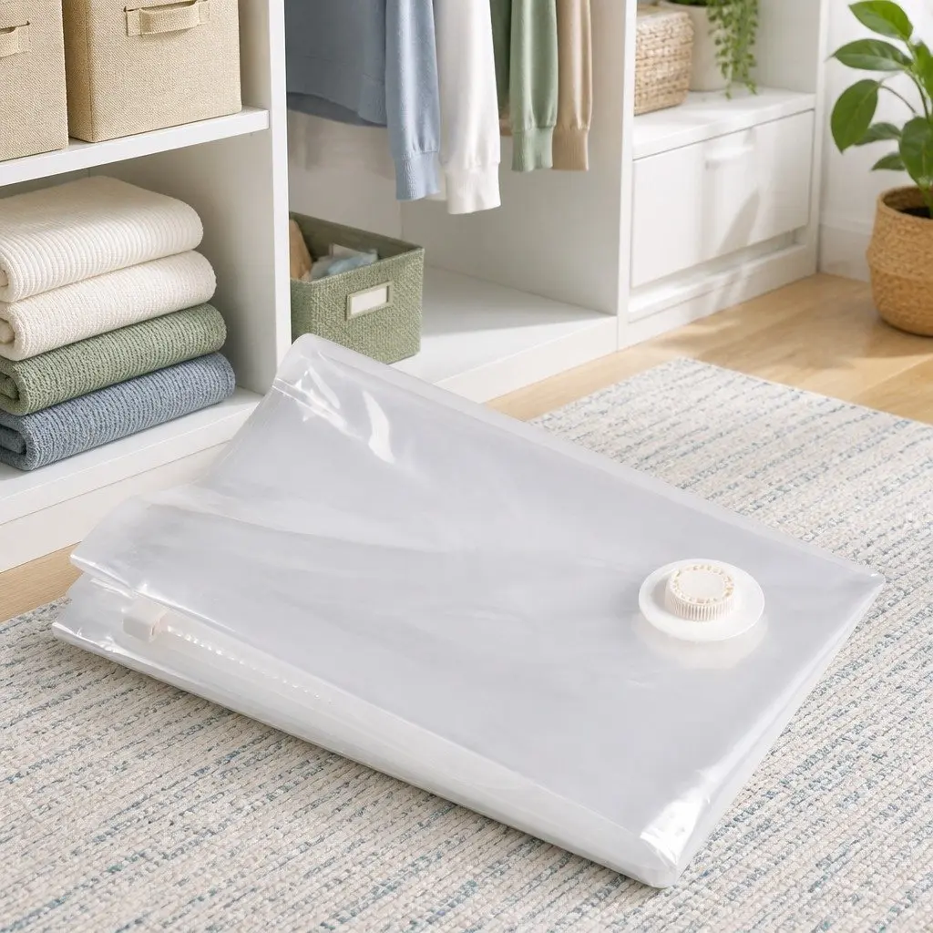 Vacuum Compression Storage Bag White M Airtight Waterproof Easy Seal