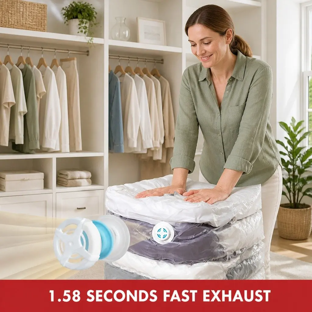 Vacuum Compression Storage Bag White S Size Airtight Waterproof Seal