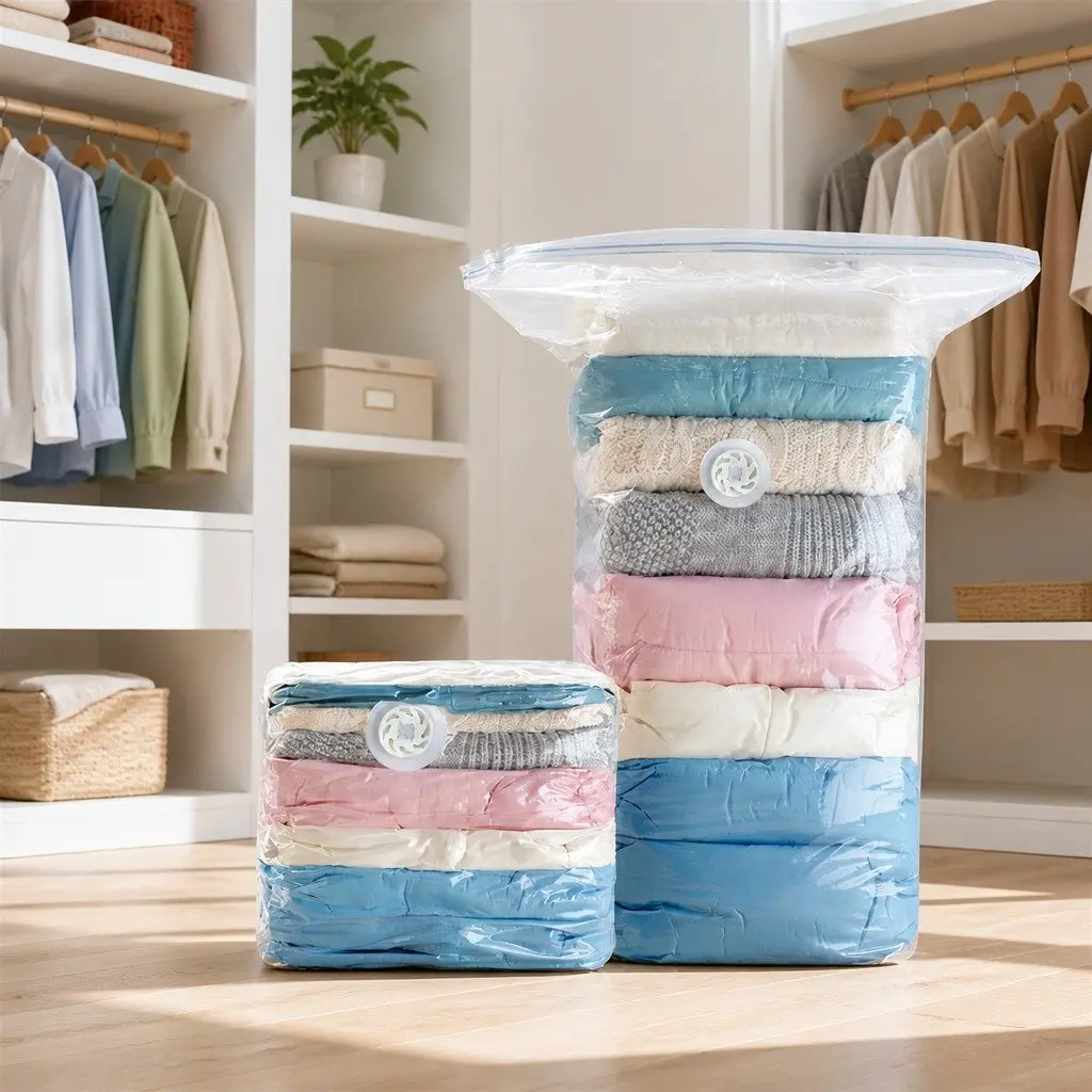 Vacuum Compression Storage Bag White S Size Airtight Waterproof Seal