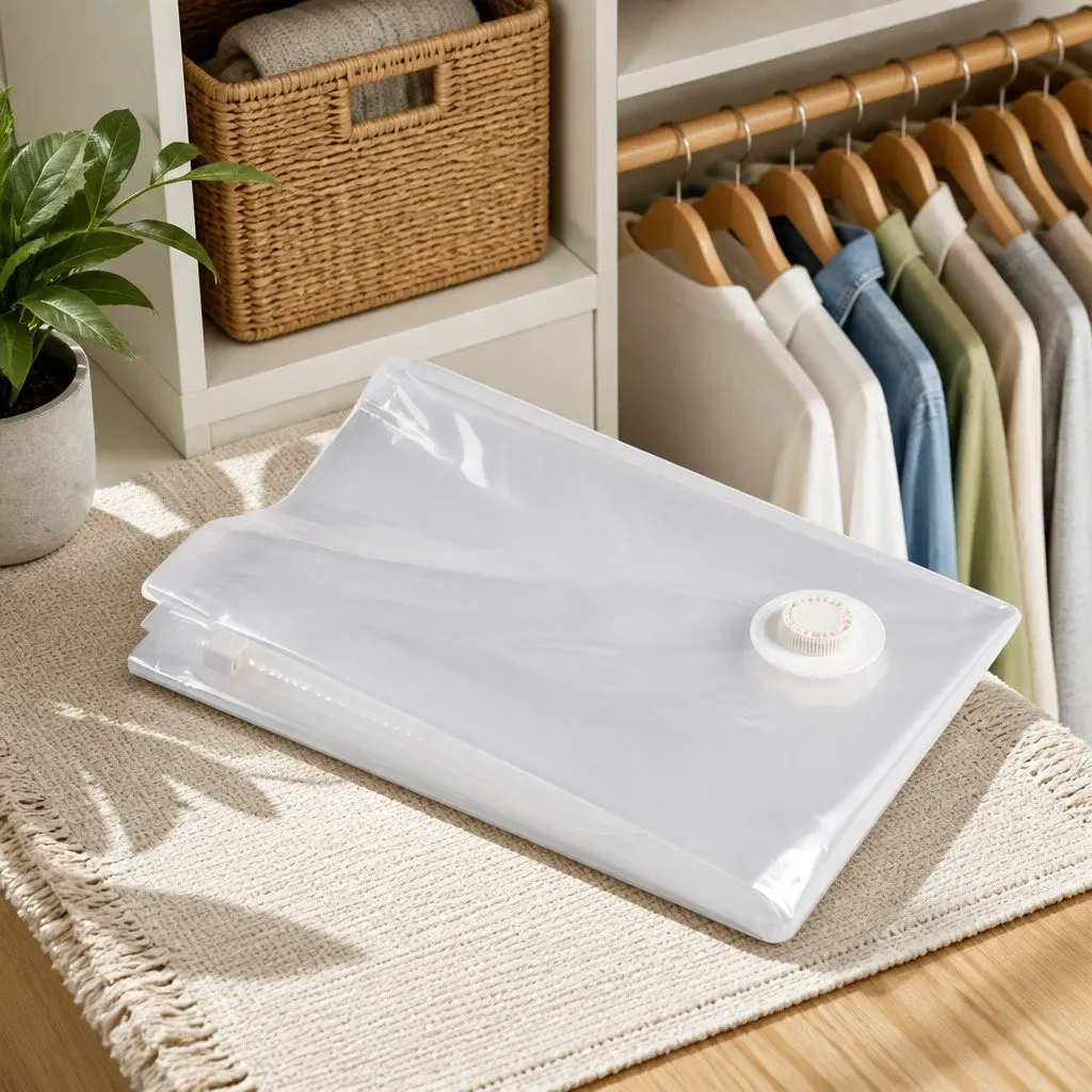 Vacuum Compression Storage Bag White S Size Airtight Waterproof Seal