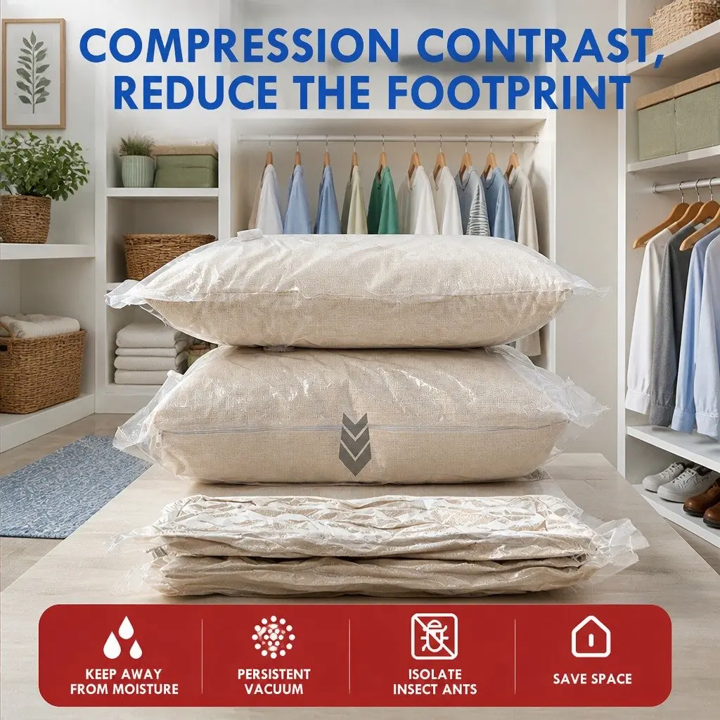 Vacuum Compression Storage Bag White S Size Airtight Waterproof Seal