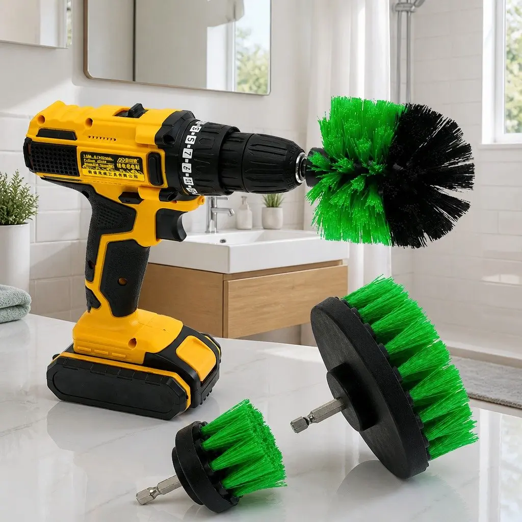 Electric Drill Cleaning Brush Head Set Three-Piece White Black Blue Yellow Red Green 2 3.5 4 Inch Medium Stiffness Nylon Bristles