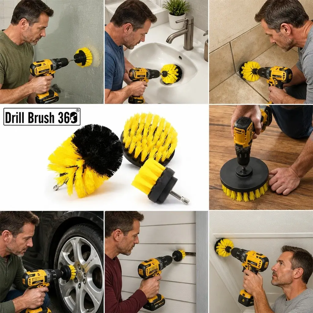 Electric Drill Cleaning Brush Head Set Three-Piece White Black Blue Yellow Red Green 2 3.5 4 Inch Medium Stiffness Nylon Bristles