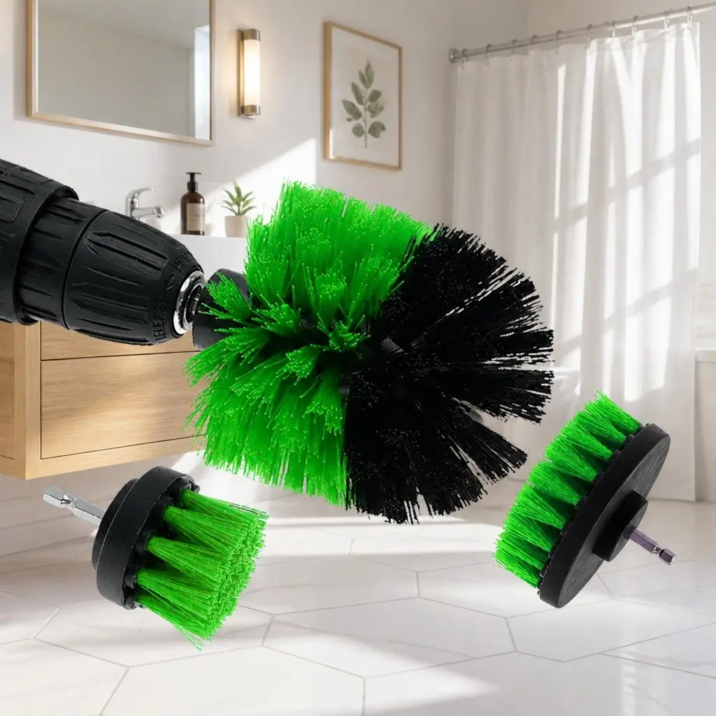Electric Drill Cleaning Brush Head Set Three-Piece White Black Blue Yellow Red Green 2 3.5 4 Inch Medium Stiffness Nylon Bristles