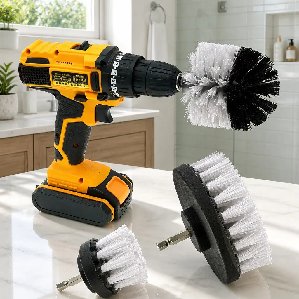 Electric Drill Cleaning Brush Head Set Three-Piece White Black Blue Yellow Red Green 2 3.5 4 Inch Medium Stiffness Nylon Bristles