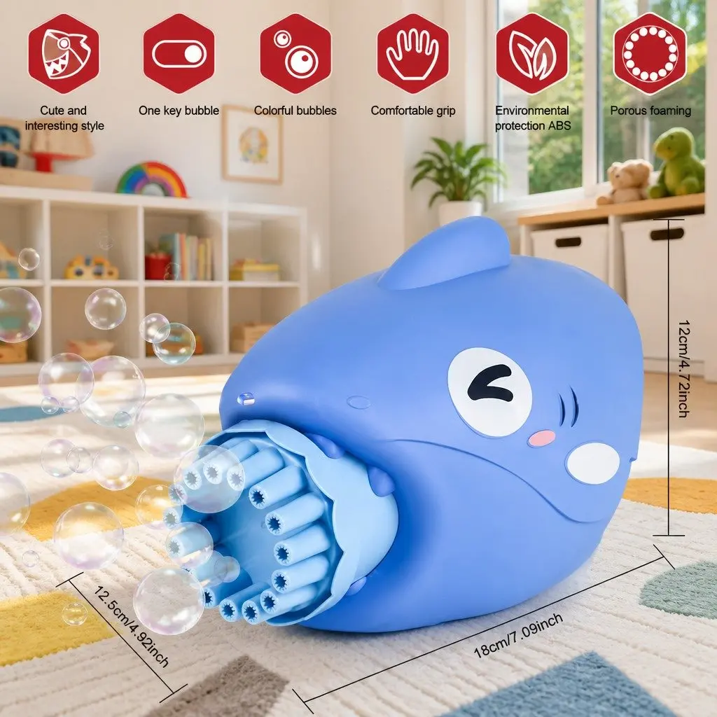 Bubble Gun Blue 15-Hole Automatic Hand-Held Outdoor Toy for Kids