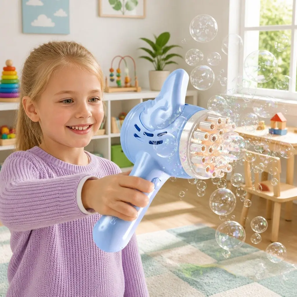 Bubble Machine Gun Orange 23-Hole Gatling Toy Outdoor Indoor Bubble Maker