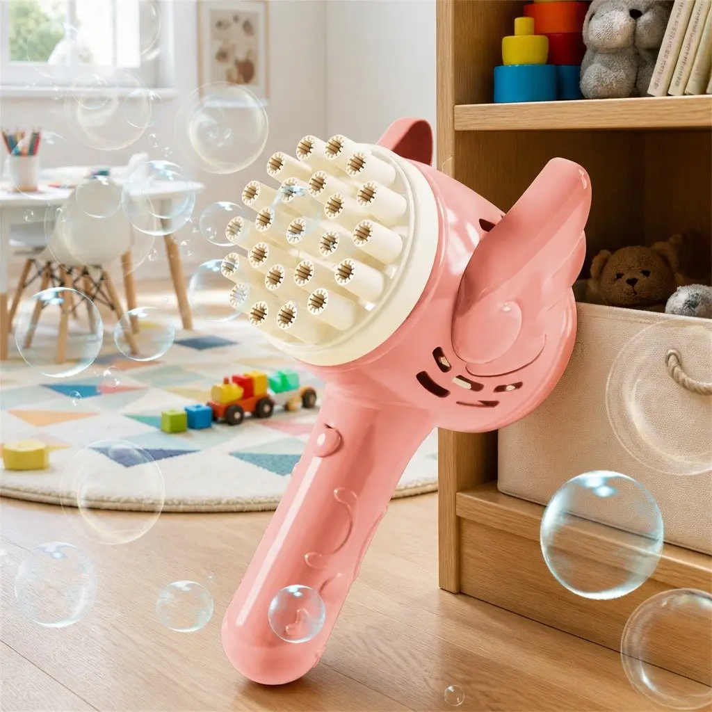 Bubble Machine Orange 23 Hole Gatling Toy Gun for Kids Outdoor Play