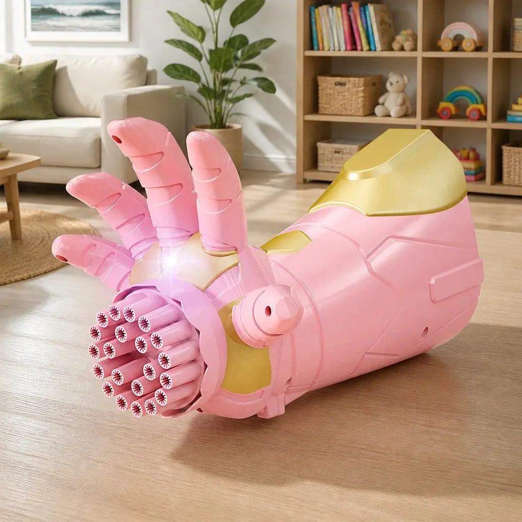 Bubble Toy Pink Automatic Bubble Gun for Kids with Luminous Soft Light Effects