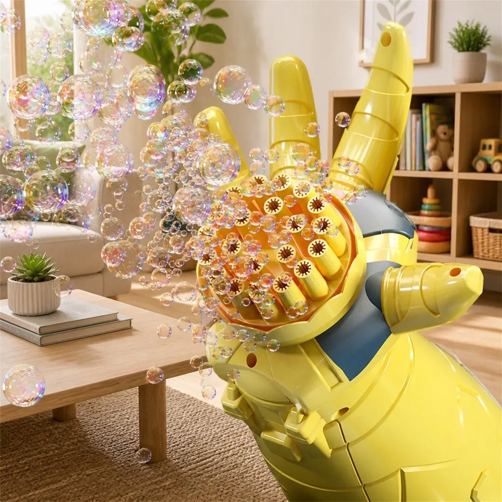Bubble Toy Pink Automatic Bubble Gun for Kids with Luminous Soft Light Effects