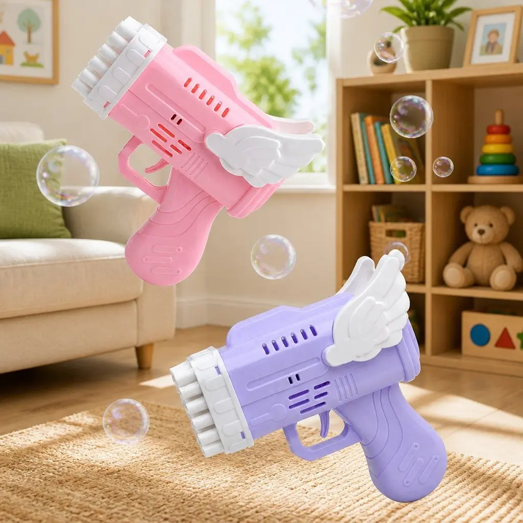 42 Hole Angel Wing Bubble Blowing Gun Automatic Launcher Toy Purple