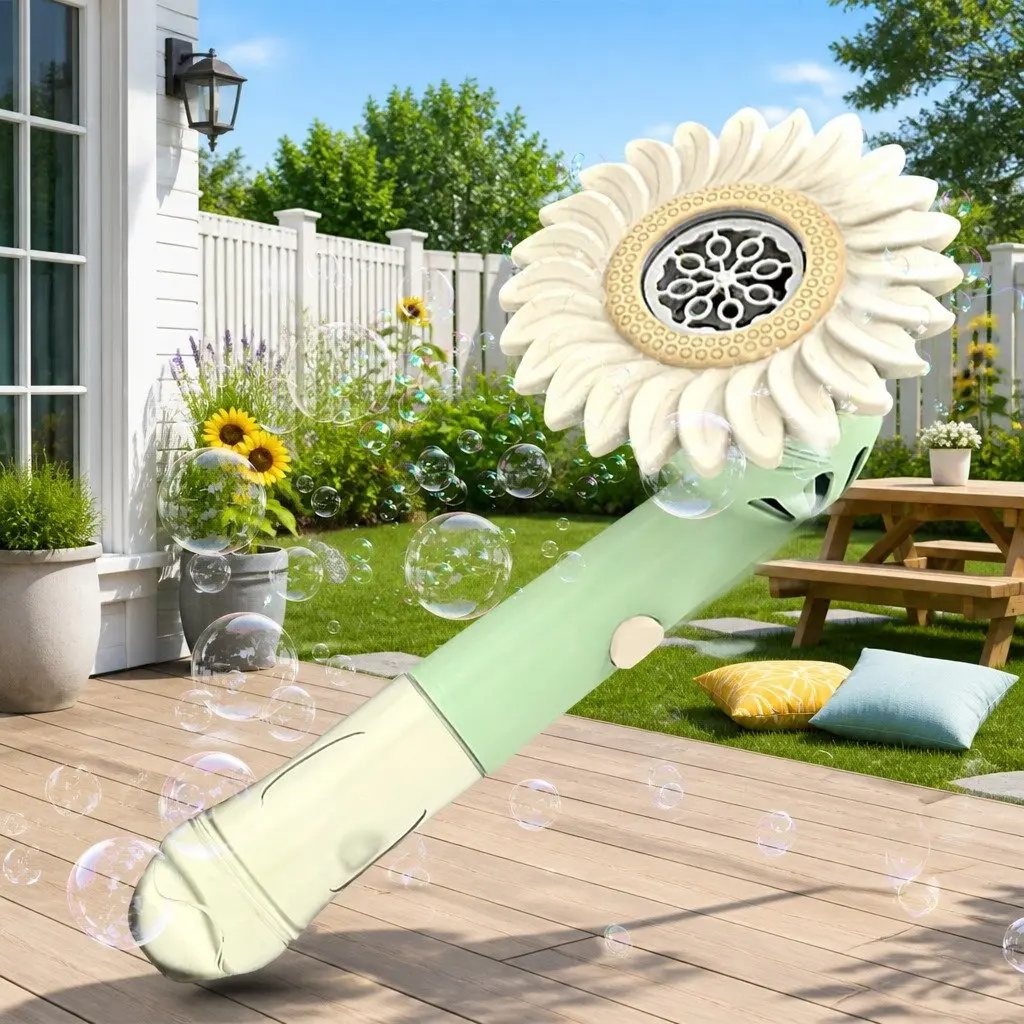 Handheld Bubble Machine Green Outdoor Fun Automatic Blower for Kids