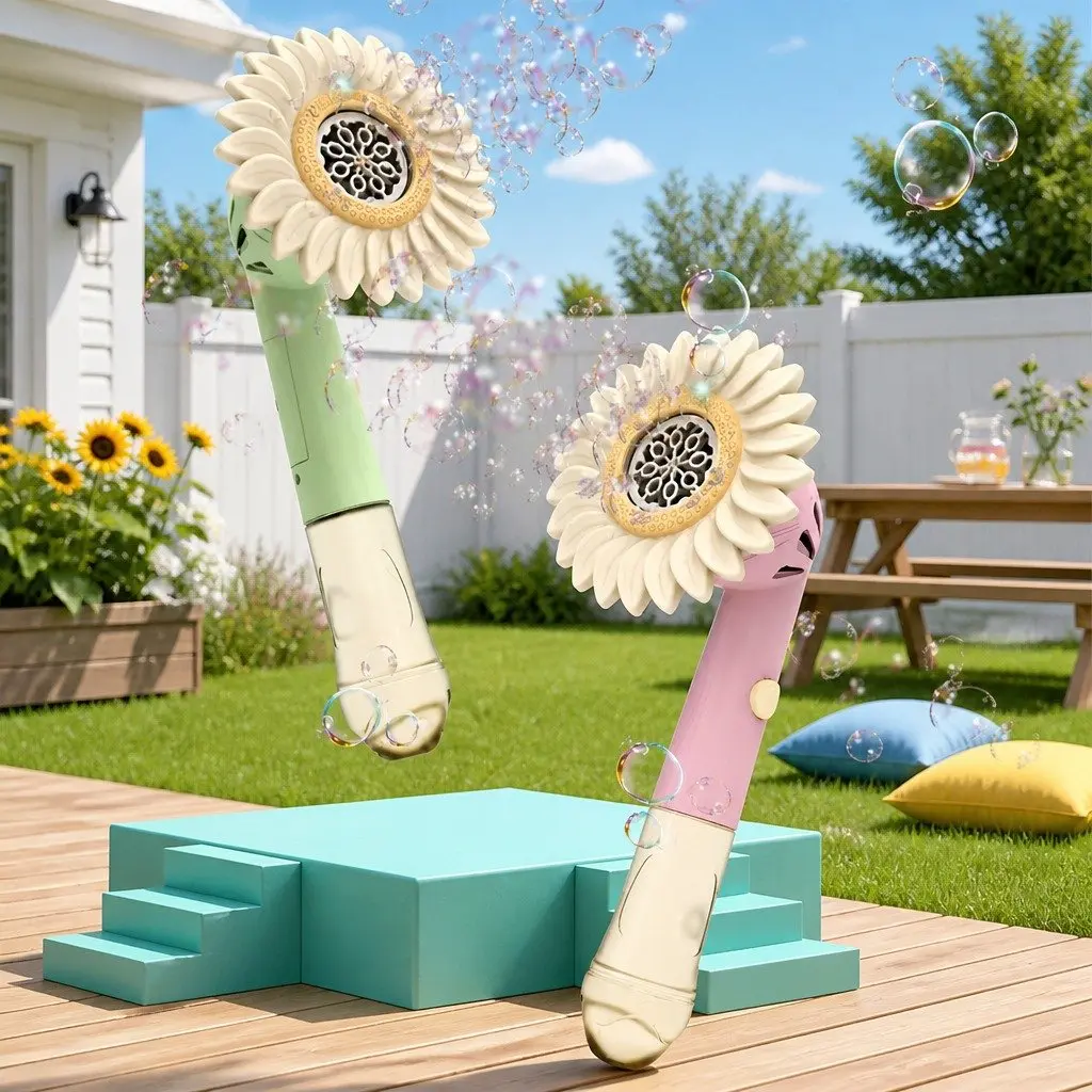 Handheld Bubble Machine Green Outdoor Fun Automatic Blower for Kids