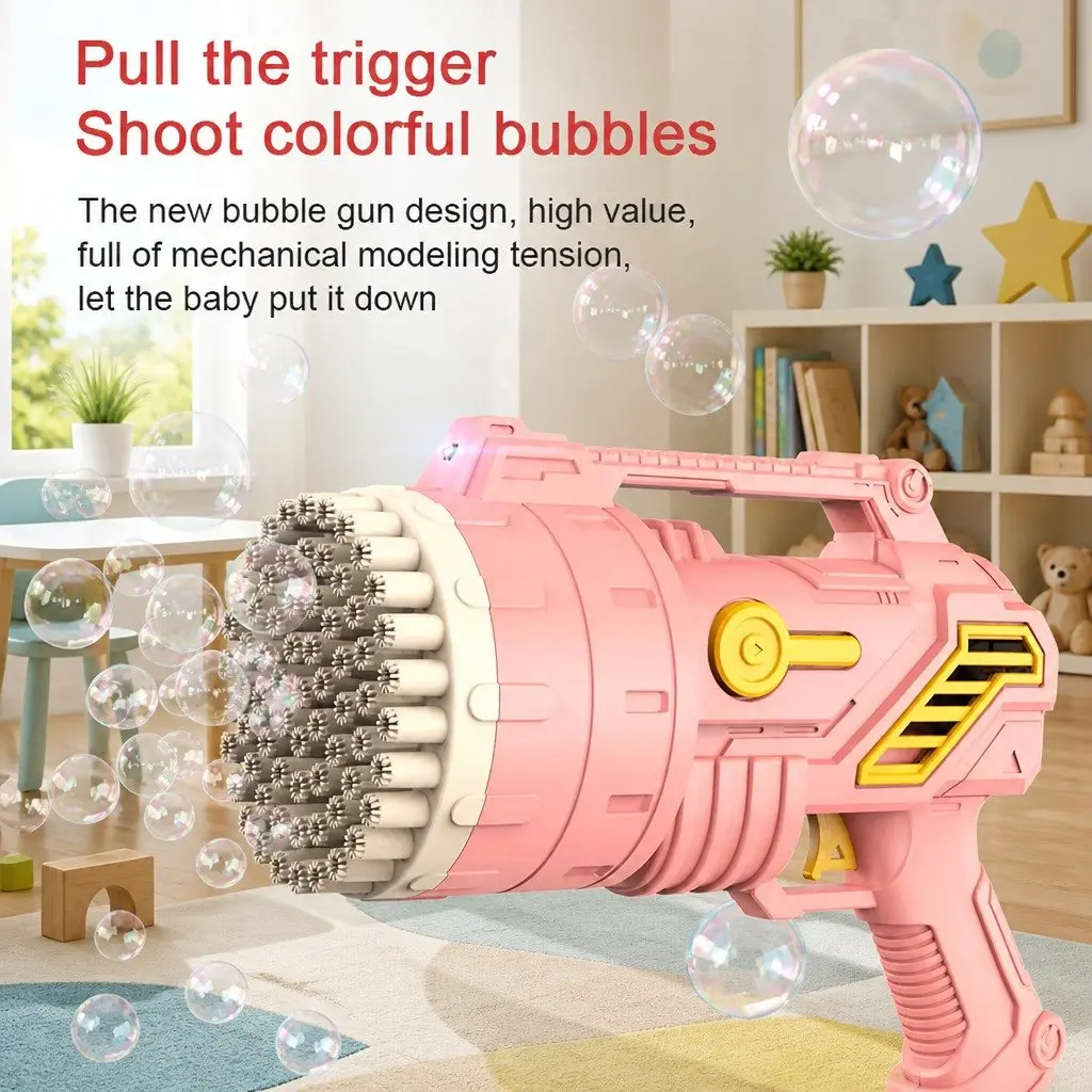 Bubble Gun Blue Handheld Toy 69 Holes Lightweight Rechargeable