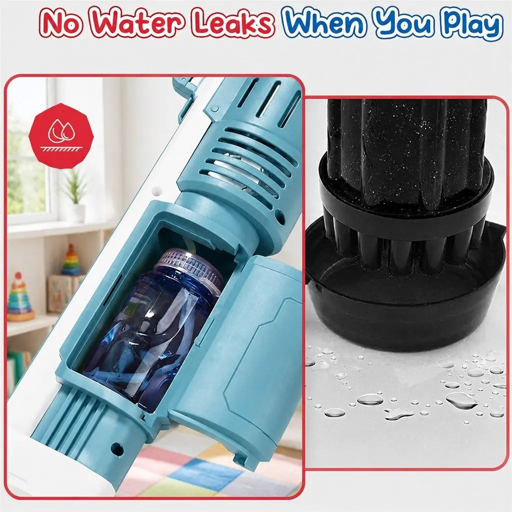 Bubble Toy Pink and Blue Hand-Held Electric 10-Hole Automatic Bubble Machine
