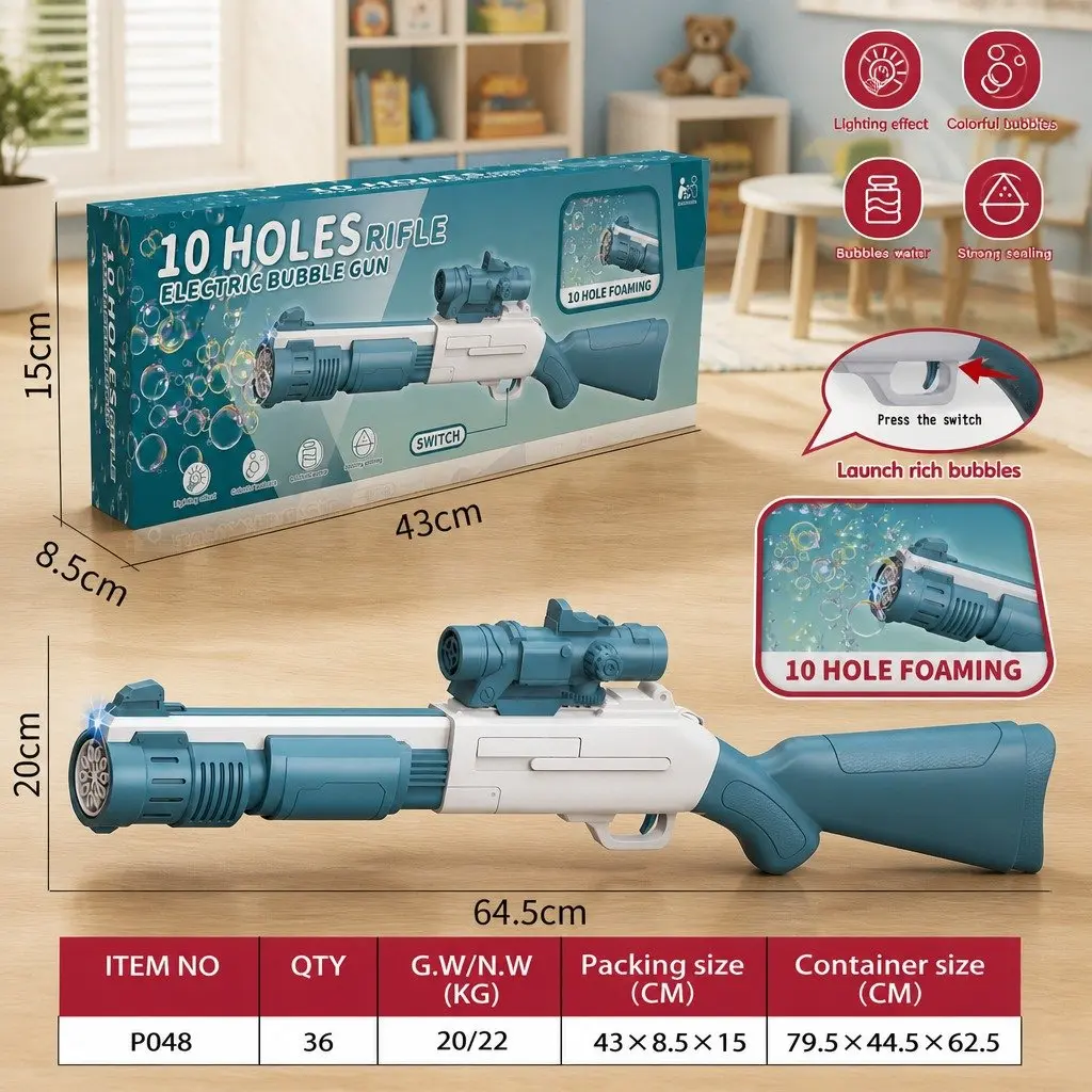 Bubble Toy Pink and Blue Hand-Held Electric 10-Hole Automatic Bubble Machine