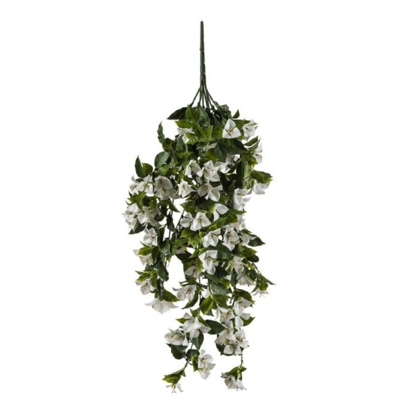 Fanno-Hanging White Artificial Bougainvillea Plant UV Resistant Faux Flowers 90cm