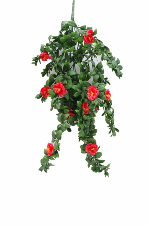 Fanno-Hanging Red Rose Stem UV Resistant 85cm Artificial Flower for Home Decor