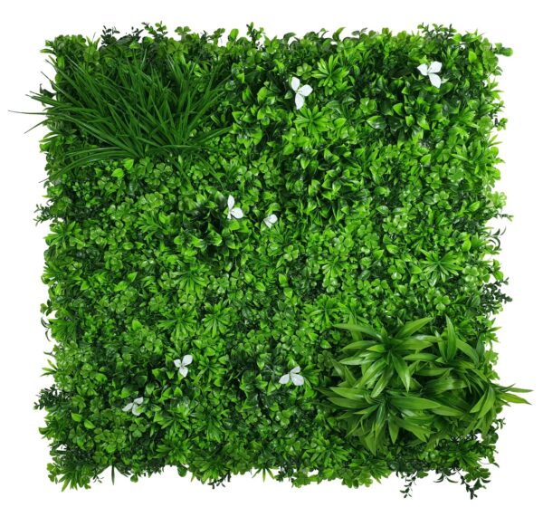 Fanno-Vertical Garden Wall with White Flowers UV Resistant 1m x 1m Indoor Outdoor Use