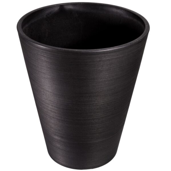 Fanno-Textured Black Planter 47cm Durable Weather-Resistant Modern Plastic Pot