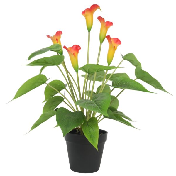 Fanno-Artificial Flowering Orange Peace Lily Plant 50cm Real Touch Indoor Decor