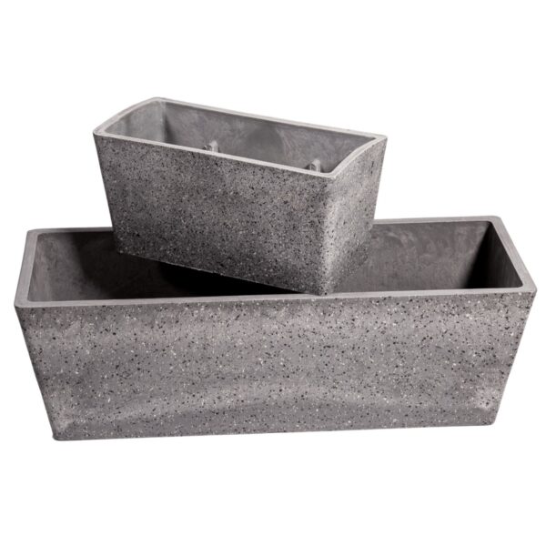 Fanno-Rectangle Planter 50cm Grey Imitation Stone Durable Recycled Plastic Indoor Outdoor