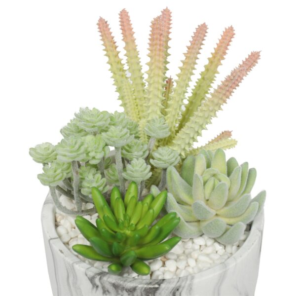 Fanno-Potted Artificial Succulent Bowl with Marble Pot for Home Decor and Gifts