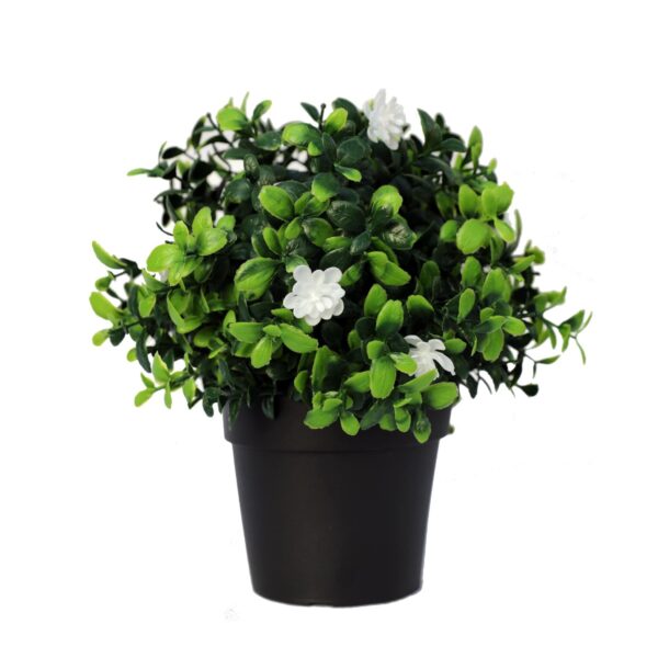 Fanno-Small Potted Artificial Flowering Boxwood Plant UV Resistant Indoor Outdoor 20cm