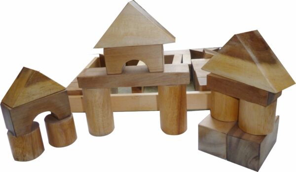 Fanno-Natural Wooden Building Blocks Set 34 Pieces Open Ended Construction Toys