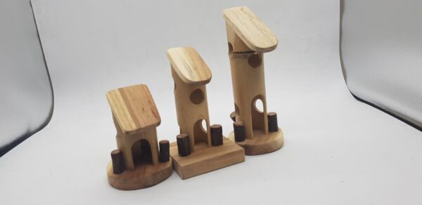 Fanno-Bamboo Fairy House Set of 3 Eco-Friendly Decorative Miniature Homes 28cm High