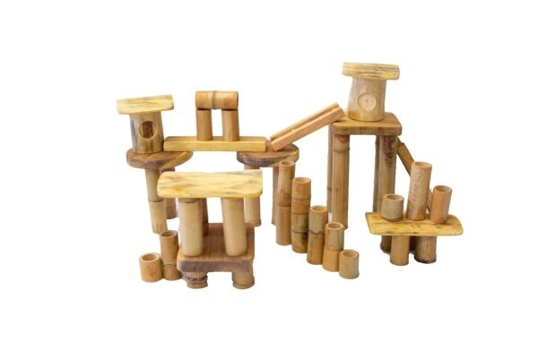 Fanno-Bamboo Building Set 50 Pieces Natural Eco-Friendly Toy for Kids and Adults