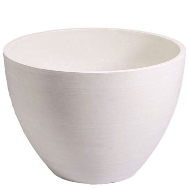 Fanno-Vintage White Planter Bowl 30cm Durable Recycled Plastic for Indoor Outdoor Plants