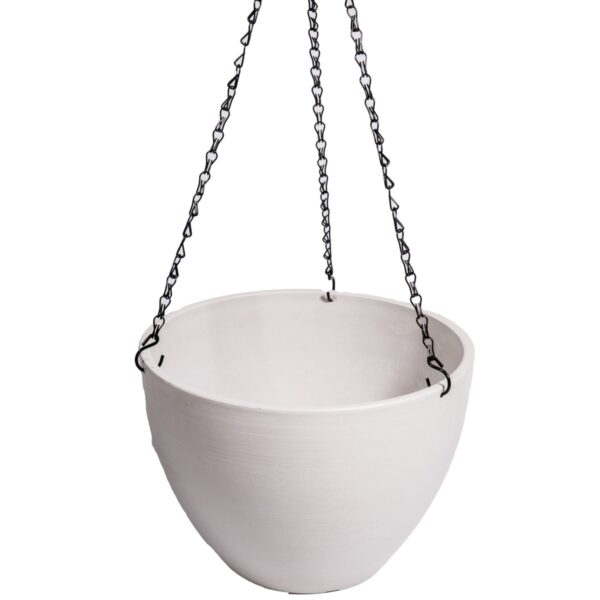 Fanno-Hanging Rustic White Plastic Plant Pot with Chain for Indoor Outdoor Use 30cm