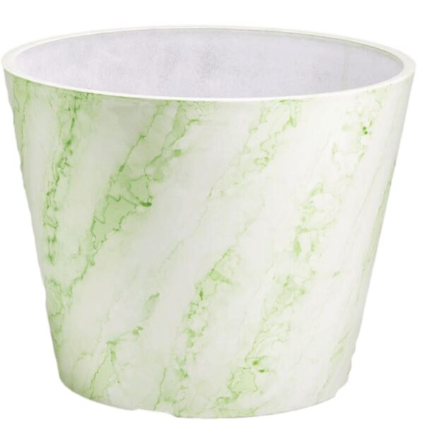 Fanno-Garden Pot 25cm Green White Imitation Marble Durable Recycled Material Planter