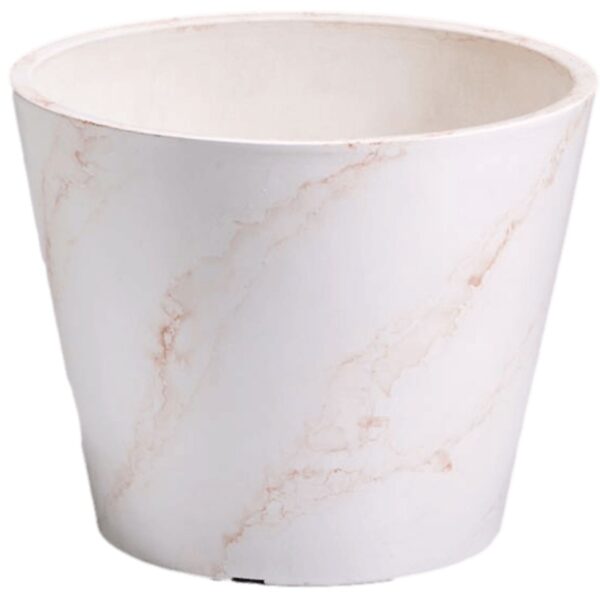 Fanno-Garden Pot 25cm Red White Imitation Marble Durable Recycled Material for Plants