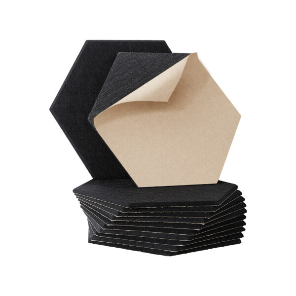 Fanno-Acoustic Foam Soundproofing Tiles 12 Pack Hexagonal Black Easy Install Noise Absorption