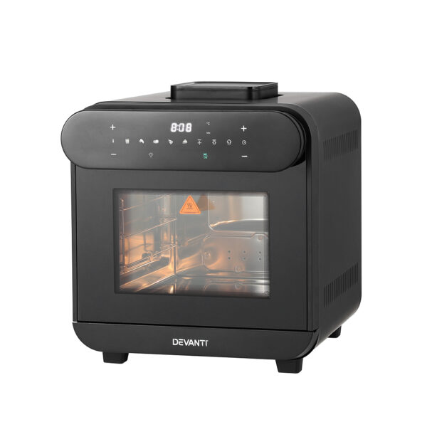 Fanno-15L Air Fryer Oven with Touch Control 8 Presets Steam Function 1600W Black