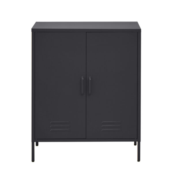 Fanno-Metal Buffet Sideboard Storage Cabinet with Adjustable Shelves in Charcoal Color