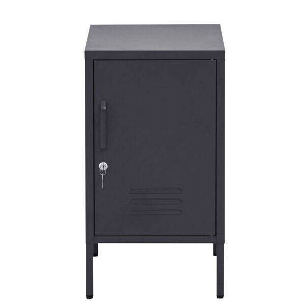 Fanno-Metal Locker Storage Cabinet with Adjustable Shelf and Cable Hole in Black