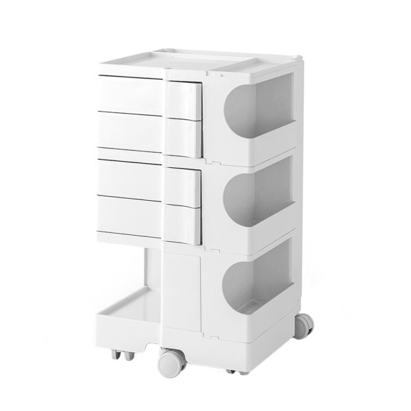 Fanno-Storage Trolley Cart with Fold-Out Shelves and Wheels for Home Organization