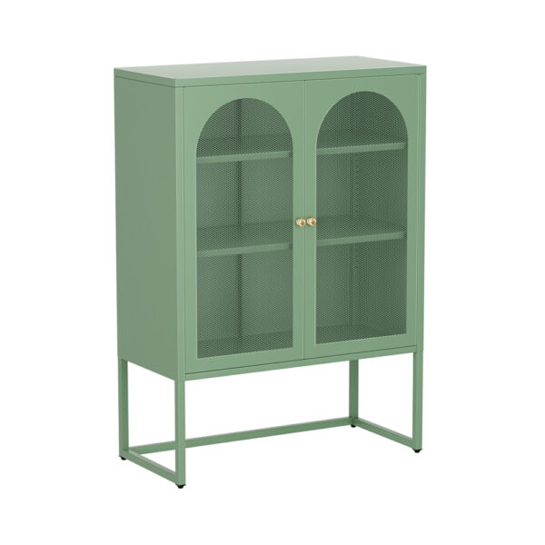 Fanno-Buffet Sideboard Storage Cabinet with Adjustable Shelves and Mesh Doors Green