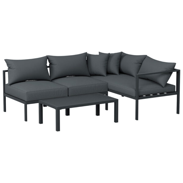 Fanno-Outdoor Aluminium Sofa Set 4-Seater Patio Furniture with Cushions and Table